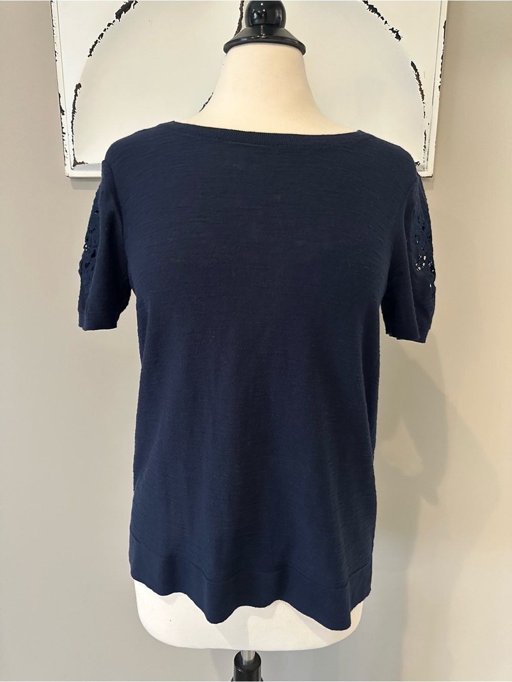 LOFT Navy Short-Sleeve Sweater